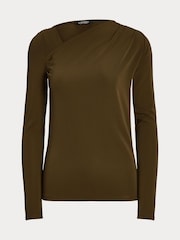 Lauren Ralph Lauren Blue Edreane Pleated Stretch Jersey Top - Image 8 of 8
