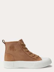 Lauren Ralph Lauren Dakota Knöchelhohe Turnschuhe aus Canvas und Veloursleder, Braun - Bild 1 von 4