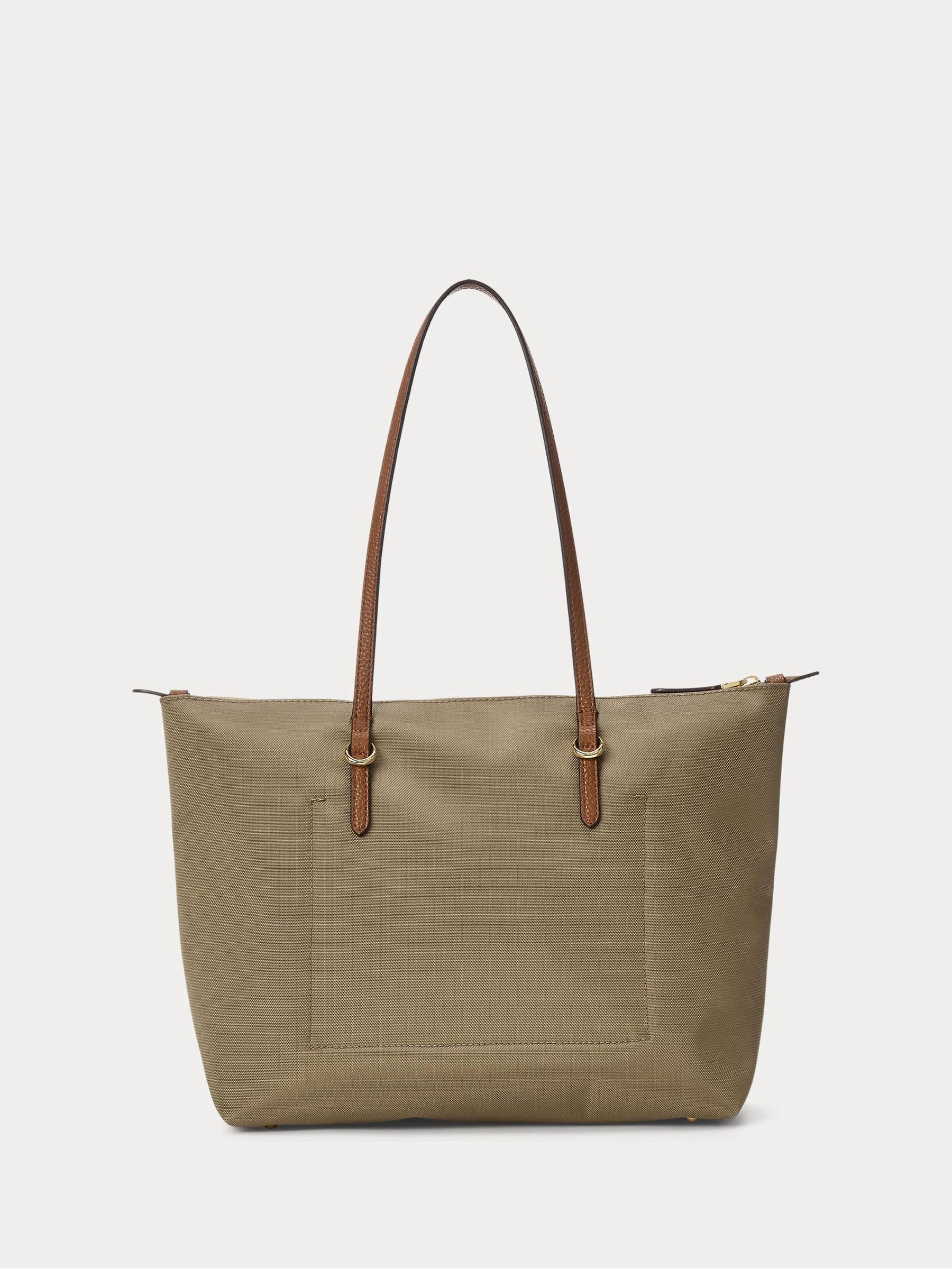 Green Chrome Lauren Ralph Lauren Nylon Medium Keaton Tote Bag