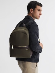 Reiss Khaki Drew Neoprene Zipped Backpack - Image 2 of 5