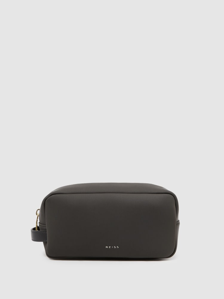 Reiss Khaki Carter Neoprene Wash Bag - Image 1 of 4