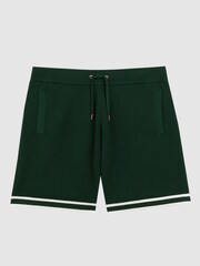 Reiss Dark Green Andre Reiss | Ché Knitted Drawstring Shorts - Image 2 of 5