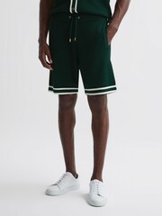 Reiss Dark Green Andre Reiss | Ché Knitted Drawstring Shorts - Image 3 of 5