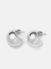 Jigsaw Silver Plated Chunky Dome Earrings - Image 3 of 4