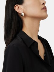 Jigsaw Silver Plated Chunky Dome Earrings - Image 4 of 4