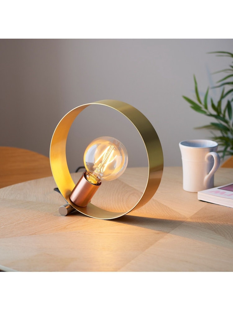 Gallery Home Brushed Gold Circle Table Lamp - Image 1 of 3