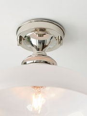 Gallery Home Silver Burnaby Nickel and Opal 1 Bulb Ceiling Light - Image 3 of 7