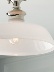 Gallery Home Silver Burnaby Nickel and Opal 1 Bulb Ceiling Light - Image 4 of 7