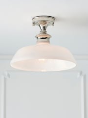 Gallery Home Silver Burnaby Nickel and Opal 1 Bulb Ceiling Light - Image 5 of 7