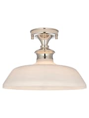 Gallery Home Silver Burnaby Nickel and Opal 1 Bulb Ceiling Light - Image 6 of 7