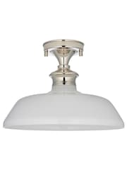 Gallery Home Silver Burnaby Nickel and Opal 1 Bulb Ceiling Light - Image 7 of 7