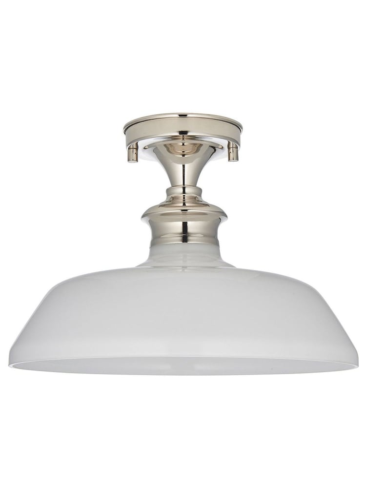 Gallery Home Silver Burnaby Nickel and Opal 1 Bulb Ceiling Light - Image 7 of 7