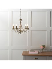 Gallery Home Antique Brass Banff 5 Bulb Pendant Ceiling Light - Image 2 of 8
