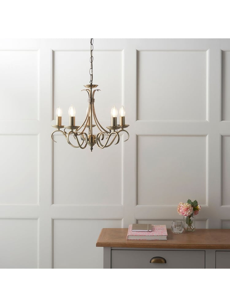 Gallery Home Antique Brass Banff 5 Bulb Pendant Ceiling Light - Image 2 of 8 Gallery Home Antique Brass Banff 5 Bulb Pendant Ceiling Light - Image 2 of 8