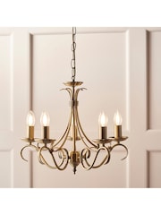 Gallery Home Antique Brass Banff 5 Bulb Pendant Ceiling Light - Image 3 of 8