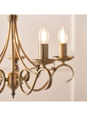 Gallery Home Antique Brass Banff 5 Bulb Pendant Ceiling Light - Image 4 of 8