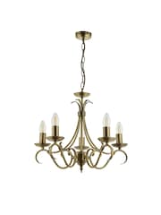 Gallery Home Antique Brass Banff 5 Bulb Pendant Ceiling Light - Image 7 of 8