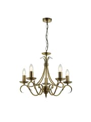 Gallery Home Antique Brass Banff 5 Bulb Pendant Ceiling Light - Image 8 of 8