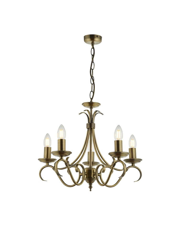 Gallery Home Antique Brass Banff 5 Bulb Pendant Ceiling Light - Image 8 of 8