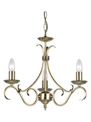 Gallery Home Antique Brass Banff 3 Bulb Pendant Ceiling Light - Image 1 of 7