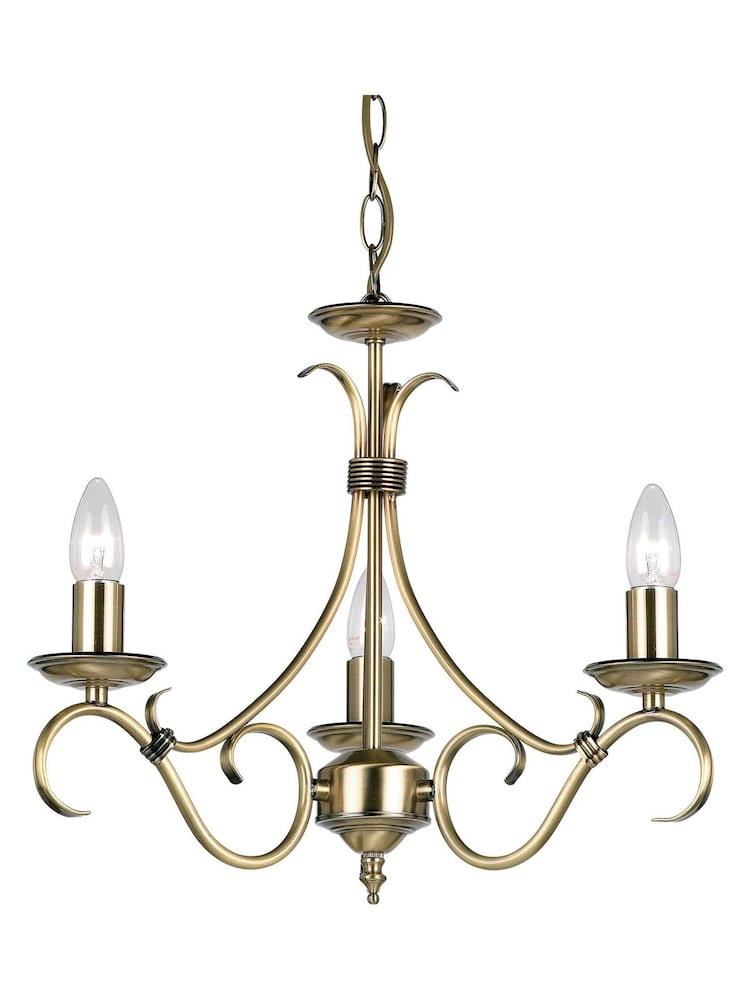 Gallery Home Antique Brass Banff 3 Bulb Pendant Ceiling Light - Image 1 of 7
