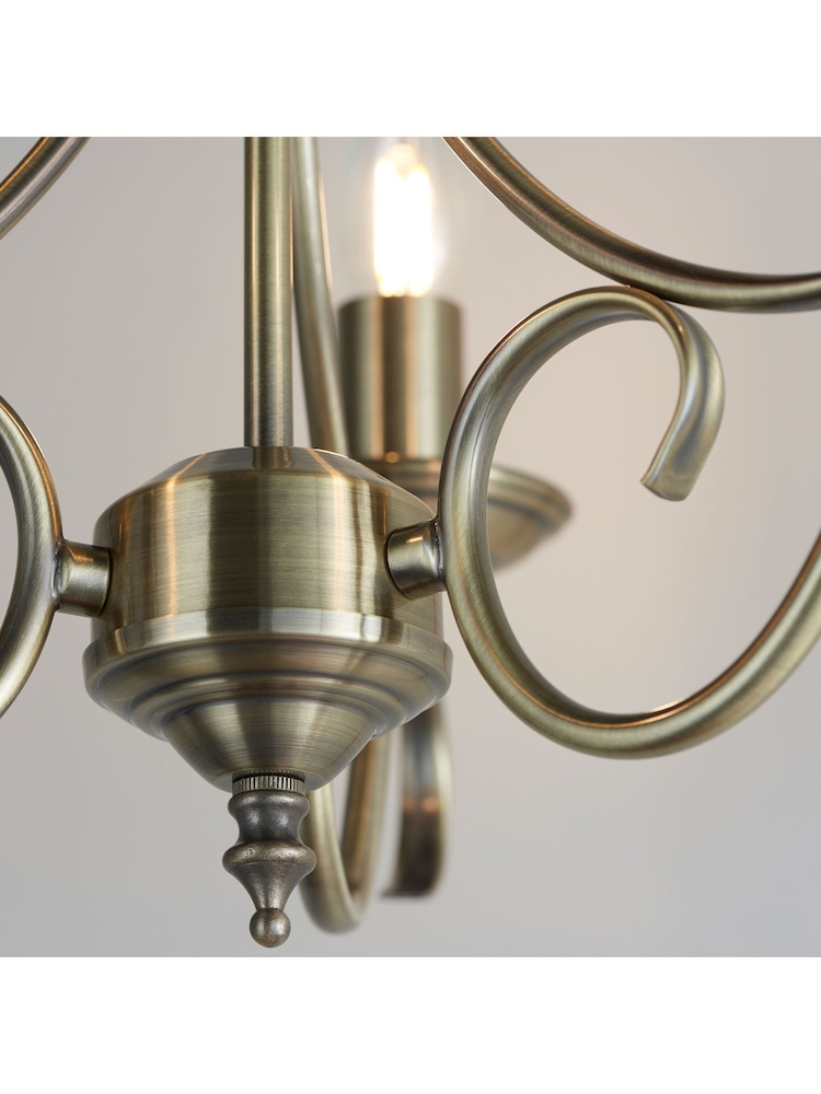 Gallery Home Antique Brass Banff 3 Bulb Pendant Ceiling Light - Image 7 of 7
