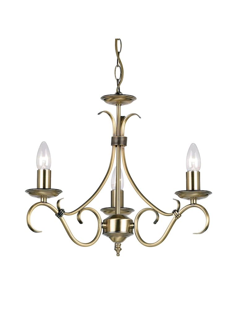 Gallery Home Antique Brass Banff 3 Bulb Pendant Ceiling Light - Image 8 of 8