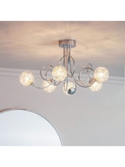 Gallery Home Chrome 6 Light Albert Flush Ceiling Light - Image 1 of 7