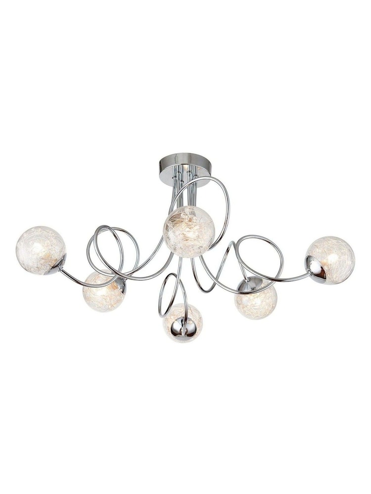 Gallery Home Chrome 6 Light Albert Flush Ceiling Light - Image 7 of 7