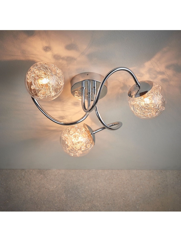 Gallery Home Chrome 3 Light Albert Flush Ceiling Light - Image 2 of 7