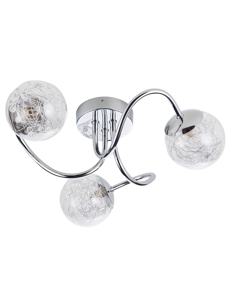 Gallery Home Chrome 3 Light Albert Flush Ceiling Light - Image 7 of 7