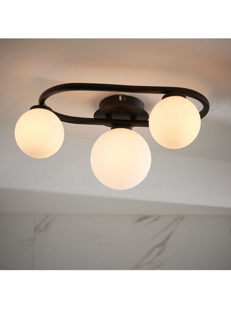 Gallery Home Black Kent 3 Bulb Bathroom Ceiling Light - Image 2 of 7