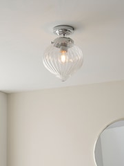 Gallery Home Chrome Chilwick Glass 1 Bulb Bathroom Ceiling Light - Image 2 of 7
