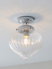 Gallery Home Chrome Chilwick Glass 1 Bulb Bathroom Ceiling Light - Image 3 of 7