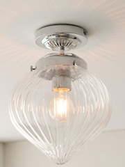 Gallery Home Chrome Chilwick Glass 1 Bulb Bathroom Ceiling Light - Image 4 of 7