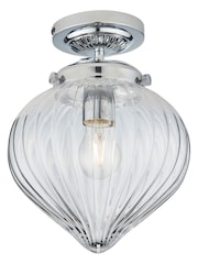 Gallery Home Chrome Chilwick Glass 1 Bulb Bathroom Ceiling Light - Image 7 of 7