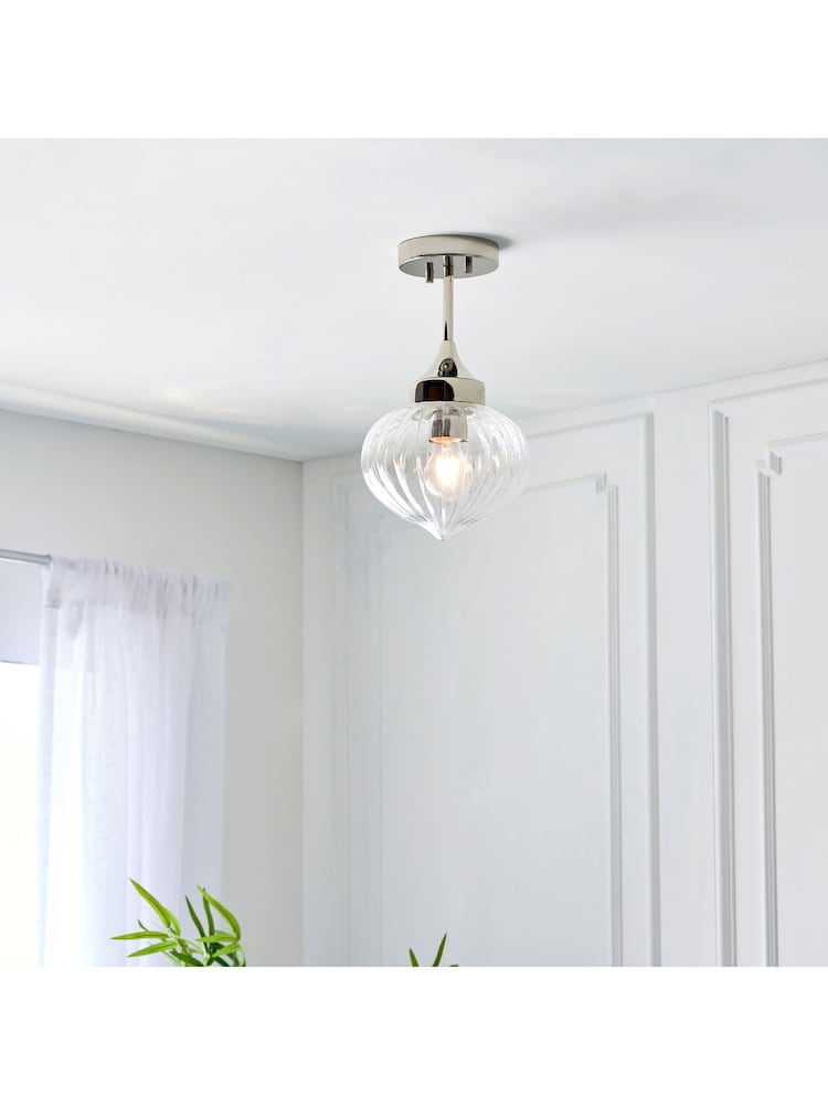 Gallery Home Silver Calgary 1 Bulb Ceiling Light - Image 1 of 7