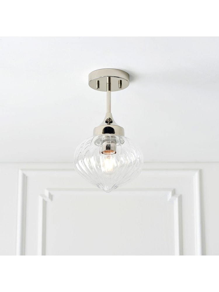 Gallery Home Silver Calgary 1 Bulb Ceiling Light - Image 2 of 7