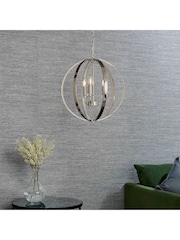 Gallery Home Silver Fances 3 Bulb Pendant Ceiling Light - Image 1 of 8