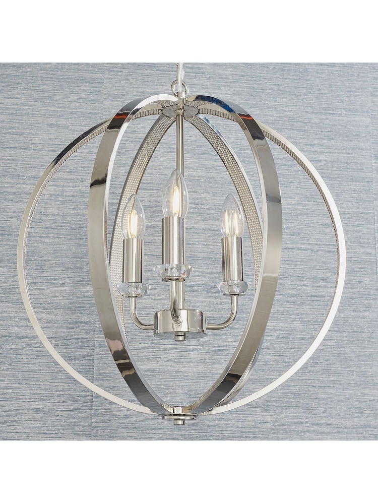 Gallery Home Silver Fances 3 Bulb Pendant Ceiling Light - Image 2 of 8