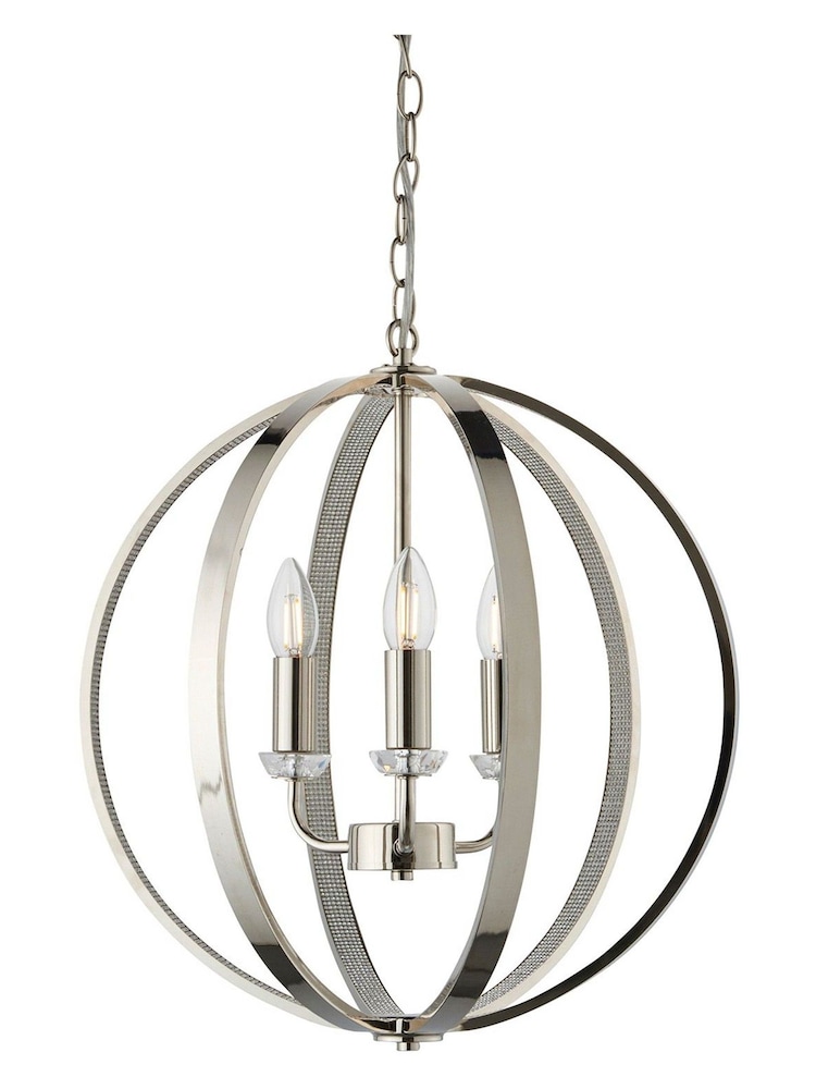 Gallery Home Silver Fances 3 Bulb Pendant Ceiling Light - Image 8 of 8