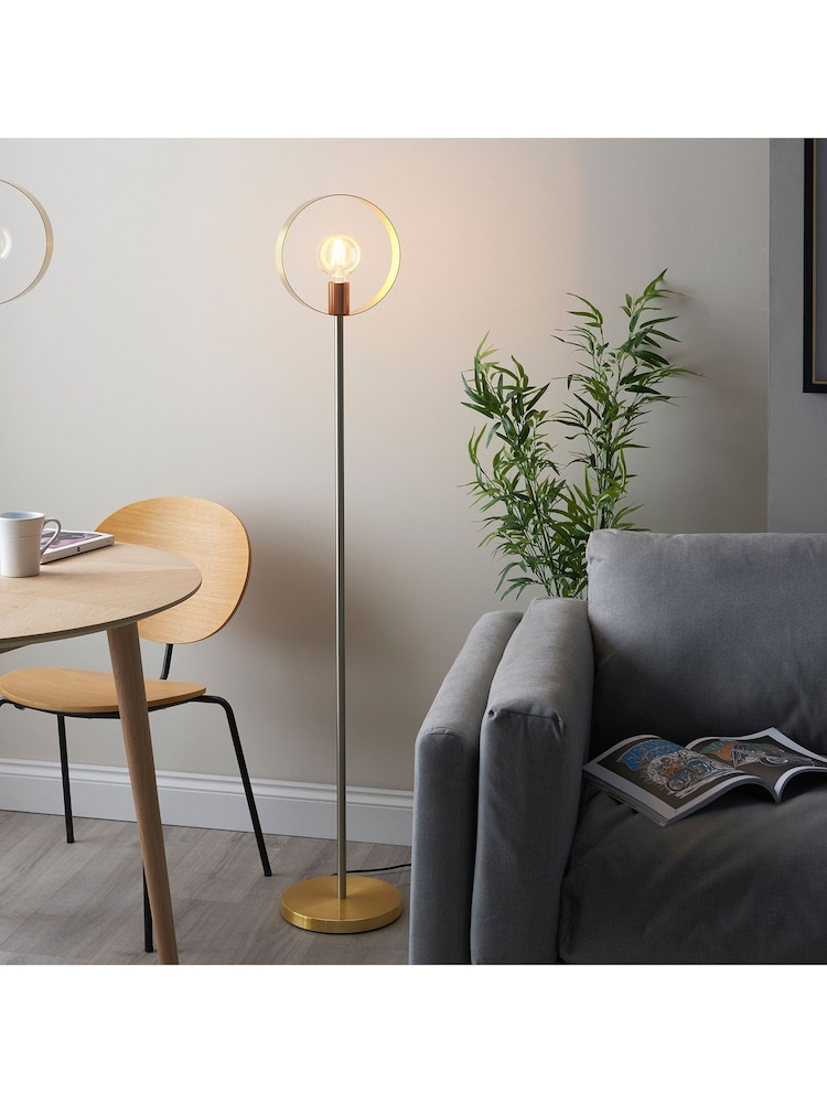 Gallery Home Brushed Nickel Circle Floor Lamp - Image 1 of 3