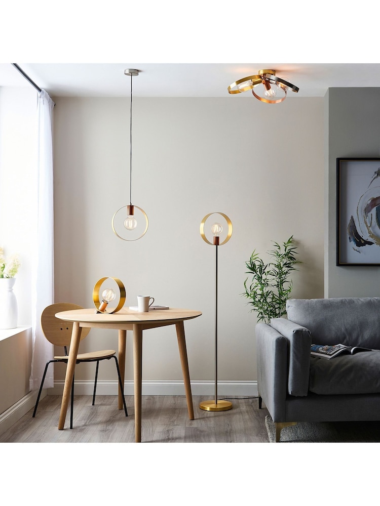 Gallery Home Brushed Nickel Circle Floor Lamp - Image 2 of 3