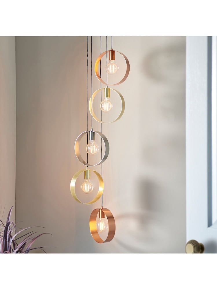 Gallery Home Brass Circle 5 Pendant Ceiling Light - Image 1 of 7