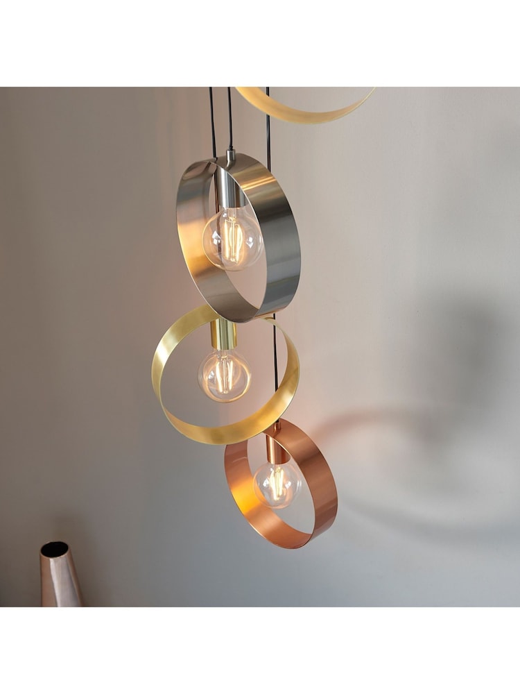 Gallery Home Brass Circle 5 Pendant Ceiling Light - Image 2 of 7