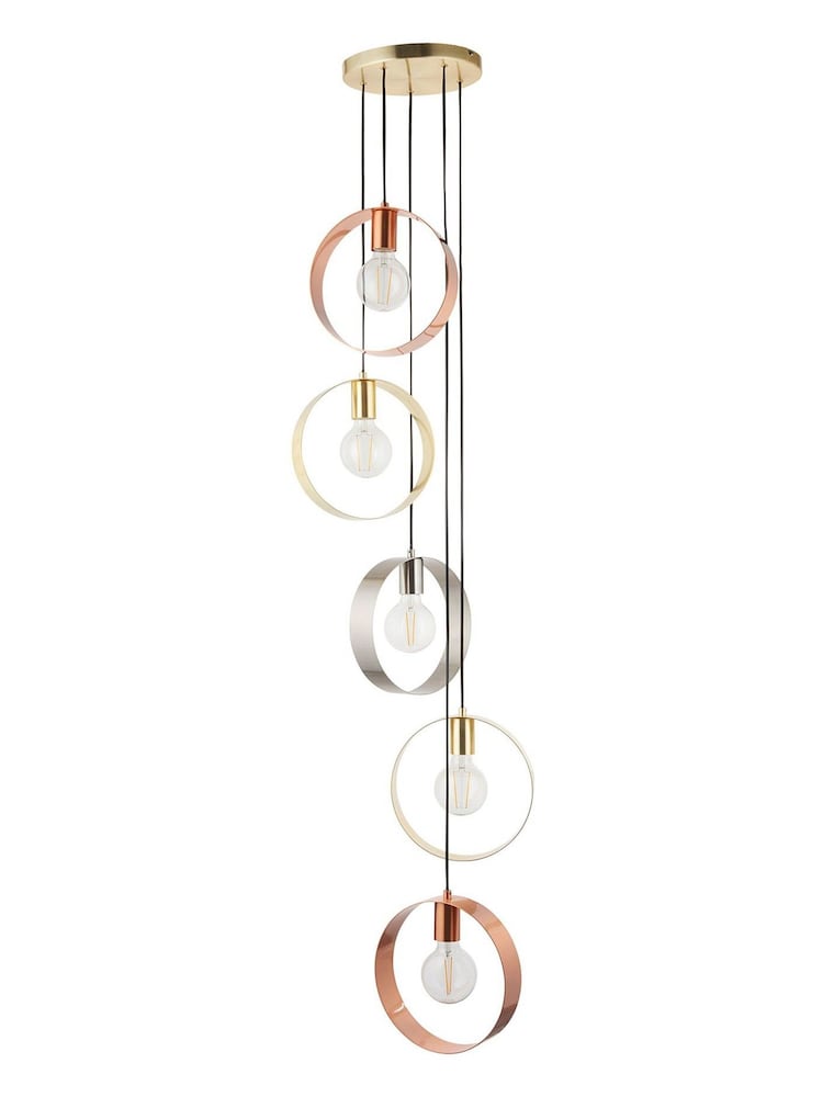 Gallery Home Brass Circle 5 Pendant Ceiling Light - Image 7 of 7