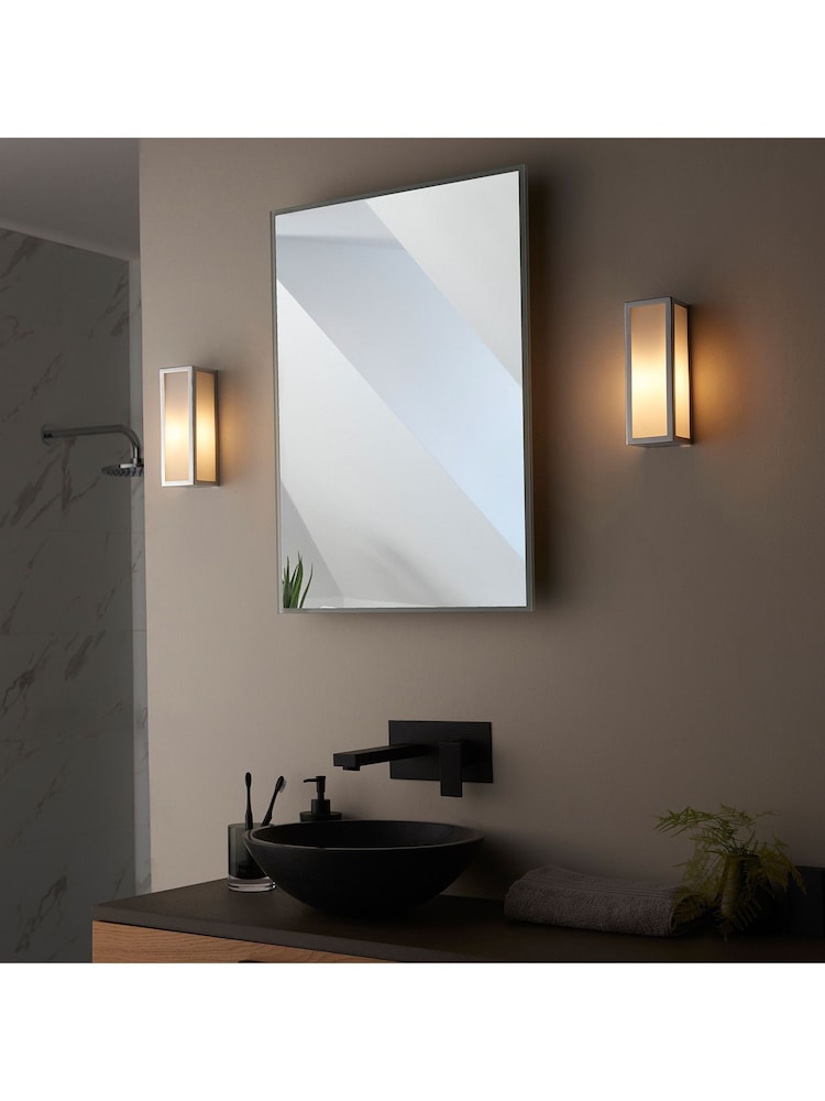 Gallery Home Chrome Bancroft Frosted 1 Bulb Bathroom Wall Light - Image 2 of 6