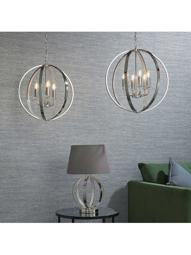 Gallery Home Silver Frances 6 Bulb Bathroom Pendant Ceiling Light - Image 1 of 7