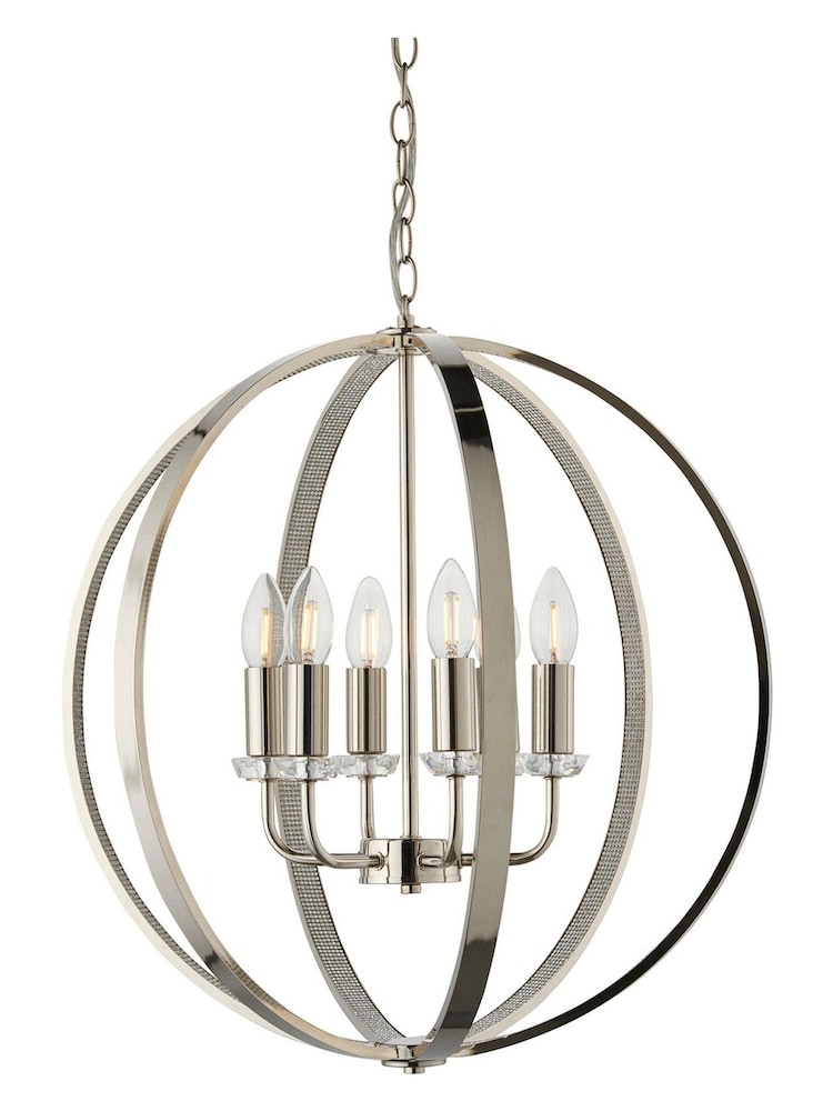 Gallery Home Silver Frances 6 Bulb Bathroom Pendant Ceiling Light - Image 7 of 7