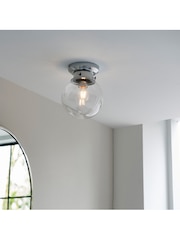 Gallery Home Chrome Coutrney Glass 1 Bulb Bathroom Ceiling Light - Image 2 of 7